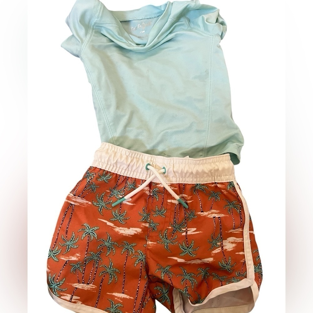 2 sets of bathing suits top and bottoms shortsleeve shorts size 12-18 months - Picture 7 of 10